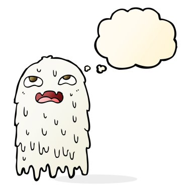 Düşünce baloncuklu iğrenç bir hayalet.