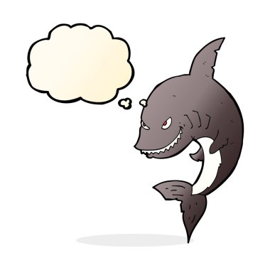 Düşünce baloncuklu komik köpek balığı.