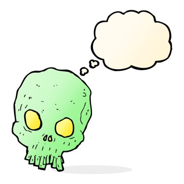 Düşünce baloncuklu ürkütücü kafatası