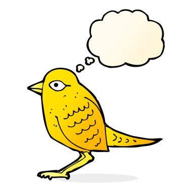 Düşünce baloncuklu çizgi film kuşu