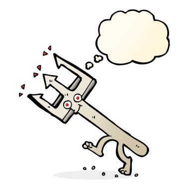 Düşünce baloncuklu şeytan çatalı.