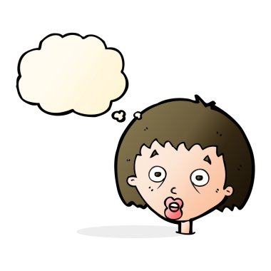 düşünce balonu ile şok kadın karikatür