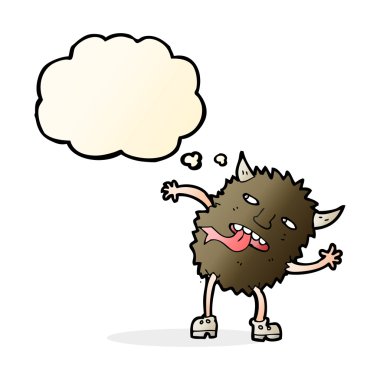 Düşünce baloncuklu komik çizgi film canavarı