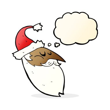 Düşünce baloncuklu çizgi film Noel Baba yüzü