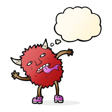 Düşünce baloncuklu komik çizgi film canavarı