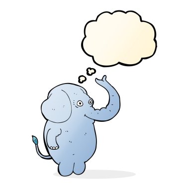 Düşünce baloncuklu komik bir fil.