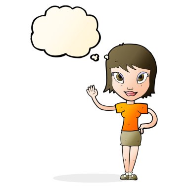 düşünce balonu ile sallayarak çizgi film kadın