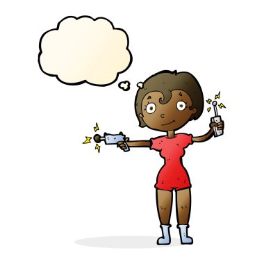 Düşünce baloncuğu olan gelecekteki uzay kızı