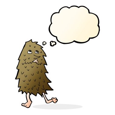 Düşünce baloncuklu çizgi film canavarı