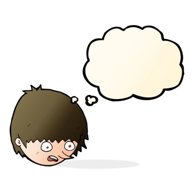 çizgi film düşünce baloncuğu ile yüzünü vurguladı