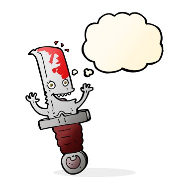 Düşünce baloncuğu olan çılgın çizgi film karakteri.