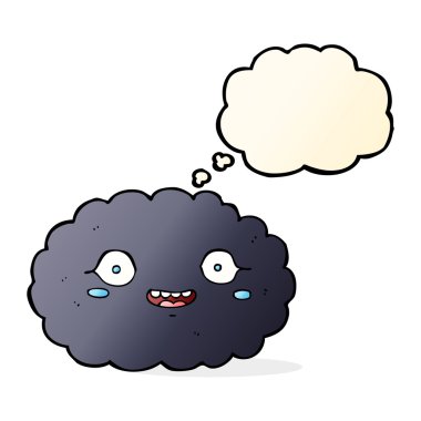 Düşünce baloncuklu mutlu çizgi film bulutu