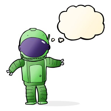 Düşünce balonu olan bir astronot.