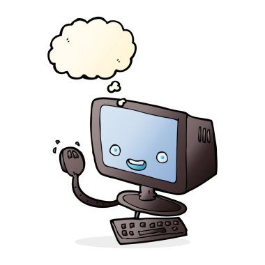 Düşünce baloncuklu çizgi film bilgisayarı