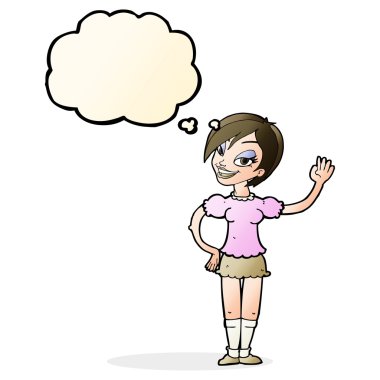 kabarcık karikatür sallayarak kadınla sanıyordum