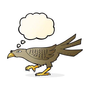 Düşünce baloncuklu çizgi film kuşu