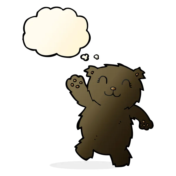 Мультфильм размахивая черным медведем с мыслей пузырь — стоковый вектор