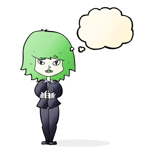 Cartoon vampiro mulher com bolha de pensamento —  Vetores de Stock