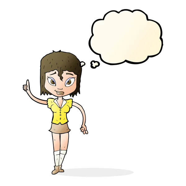 Femme dessin animé faisant point avec bulle de pensée — Image vectorielle