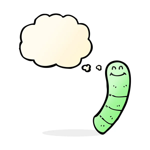 Cartoon worm met gedachte zeepbel — Stockvector