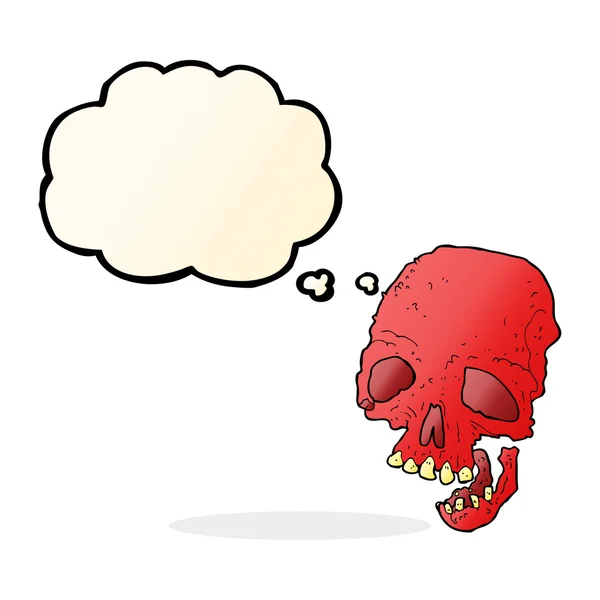 Cartoon spooky skull with thought bubble — Stock Vector