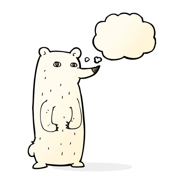Funny cartoon polar bear with thought bubble — Stock Vector