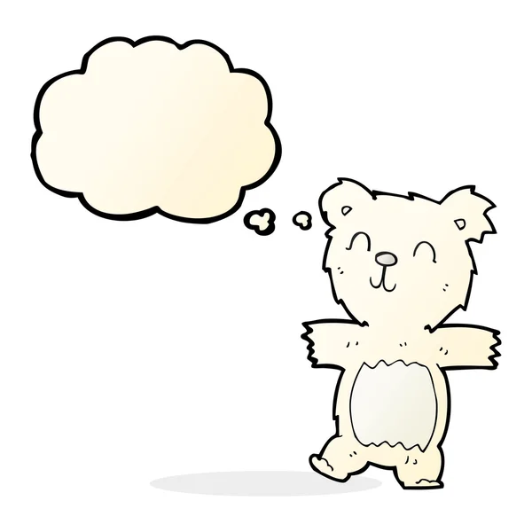Cartoon cute polar bear cub with thought bubble — Stock Vector