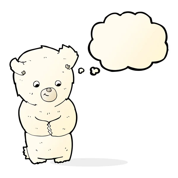 Lindo oso polar de dibujos animados con burbuja de pensamiento — Vector de stock