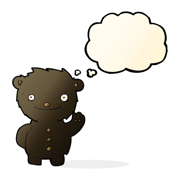 Мультфильм размахивая черным медведем с мыслей пузырь — стоковый вектор