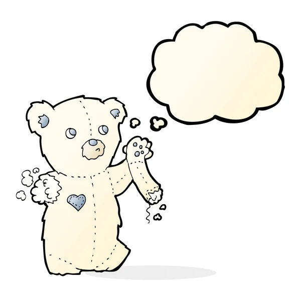Karikatura lední medvídek roztržené rukou s myšlenkou bublina — Stockový vektor