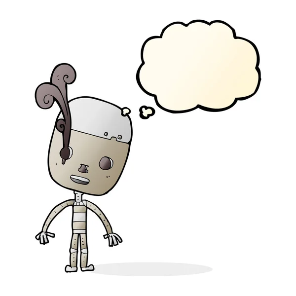 思考バブルを持つ漫画悲しいロボット — ストックベクタ