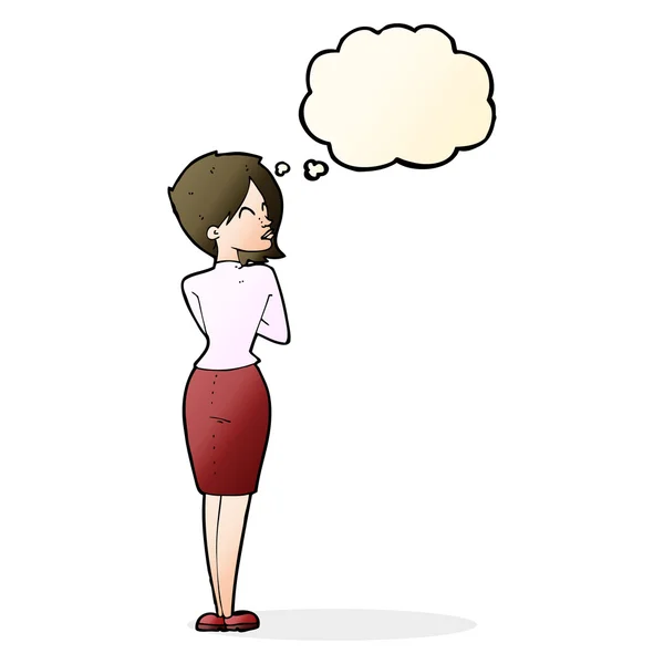 Cartoon businesswoman ignoring with thought bubble — Stock Vector