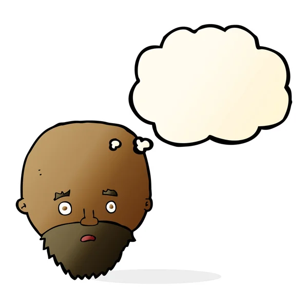 Kreskówki wstrząśnięty człowiek z brodą z bańki myślowej — Wektor stockowy