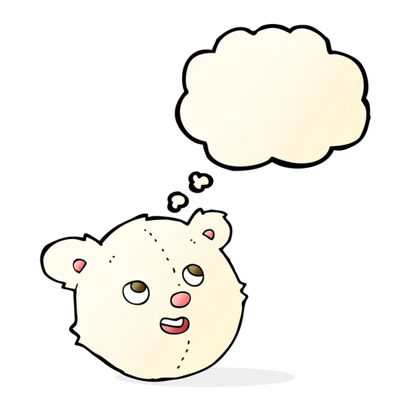 Cara de oso polar de dibujos animados con burbuja de pensamiento — Vector de stock