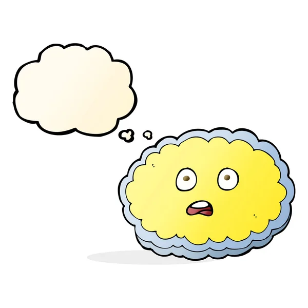 Σοκαρισμένος γελοιογραφία σύννεφο πρόσωπο με σκέψη φούσκα — Διανυσματικό Αρχείο