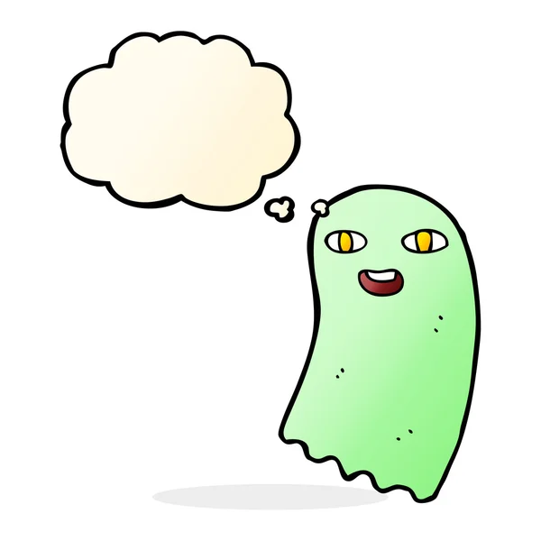 Divertido fantasma de dibujos animados con burbuja de pensamiento — Vector de stock