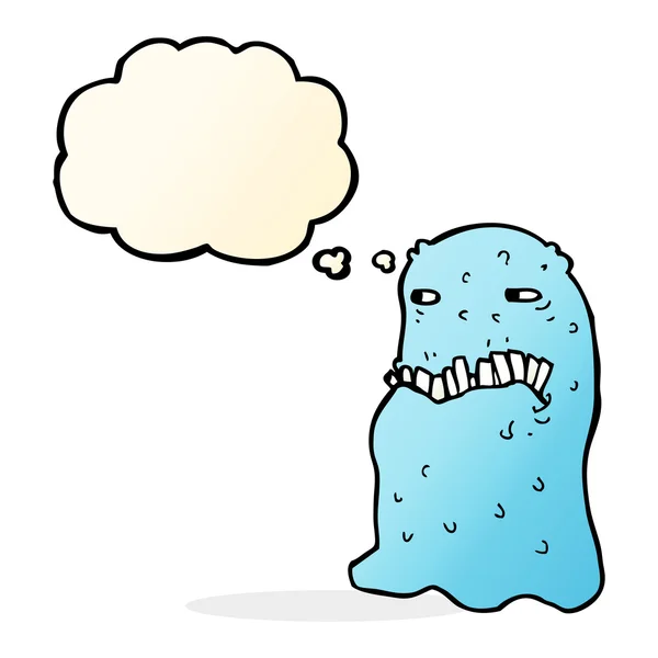 Cartoon gross ghost with thought bubble — Stock Vector