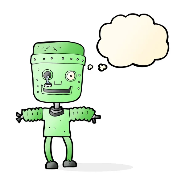 Cartoon robot with thought bubble — Stock Vector