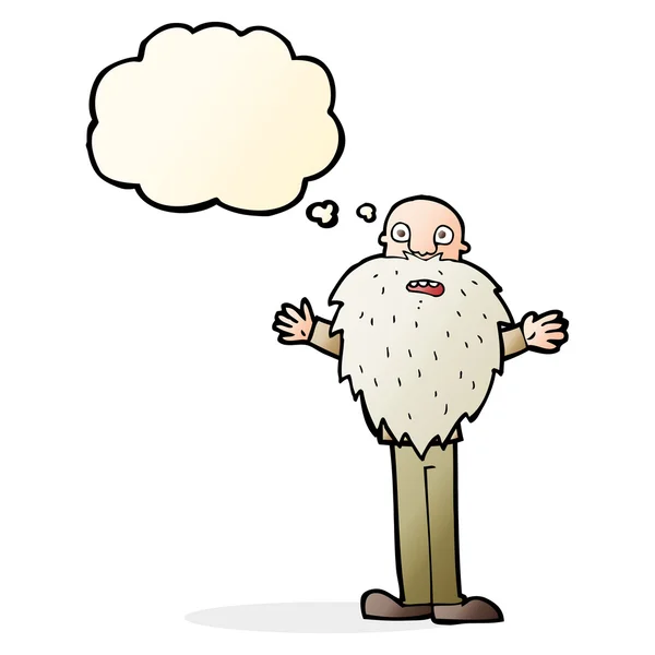 Мультяшный бородатый старик с мыльным пузырем — стоковый вектор