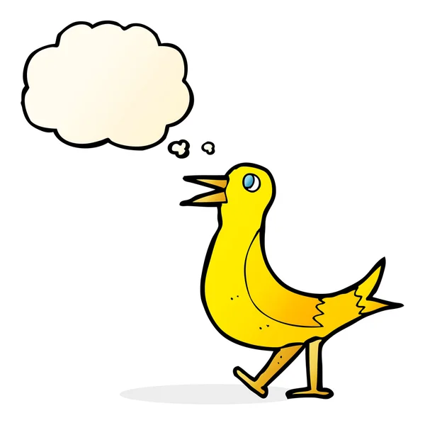 Dibujos animados caminando pájaro con burbuja de pensamiento — Vector de stock