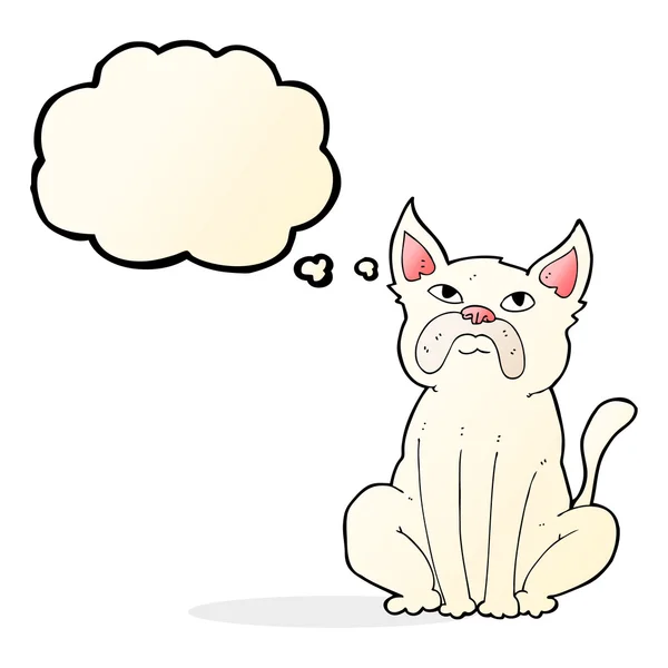 Cartoon grumpy little dog with thought bubble — Stock Vector
