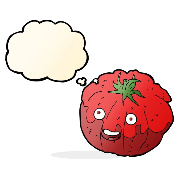 Мультфильм счастливый помидор с мыслей пузырь — стоковый вектор