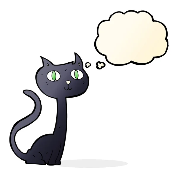Cartoon black cat with thought bubble — Stock Vector
