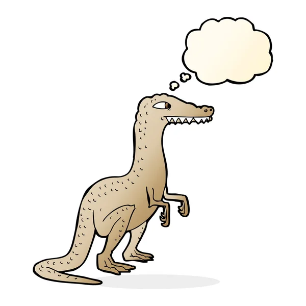 Dinosaure dessin animé avec bulle de pensée — Image vectorielle
