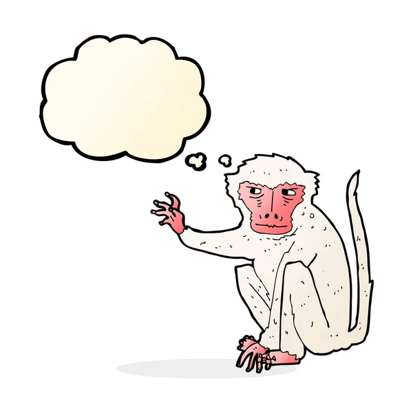 Cartoon evil monkey with thought bubble — Stock Vector