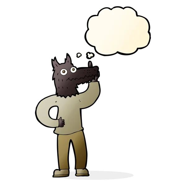 Cartoon Werwolf mit Idee mit Gedankenblase — Stockvektor