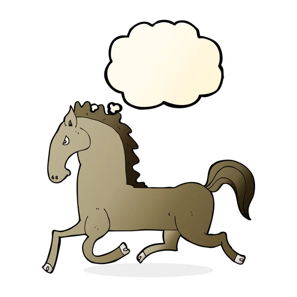 Kreslený kůň běžel s myšlenkou bublina — Stockový vektor