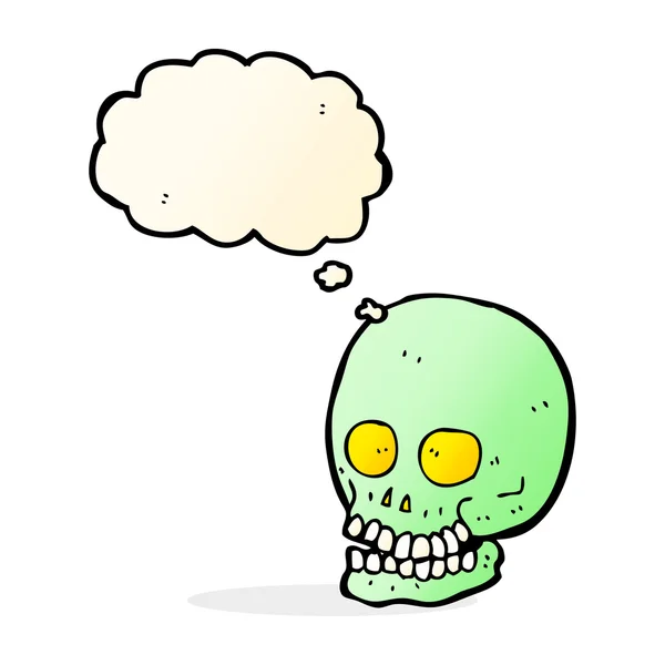 Cartoon schedel met gedachte zeepbel — Stockvector