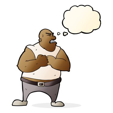 Düşünce baloncuğu olan vahşi bir adam.