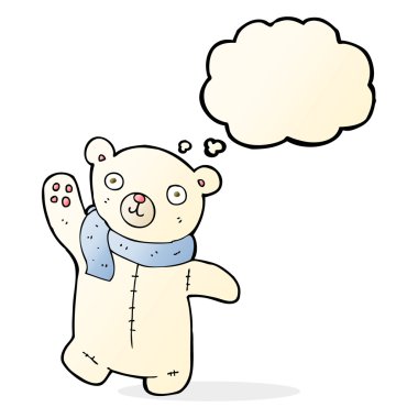 Düşünce baloncuklu şirin kutup ayısı.